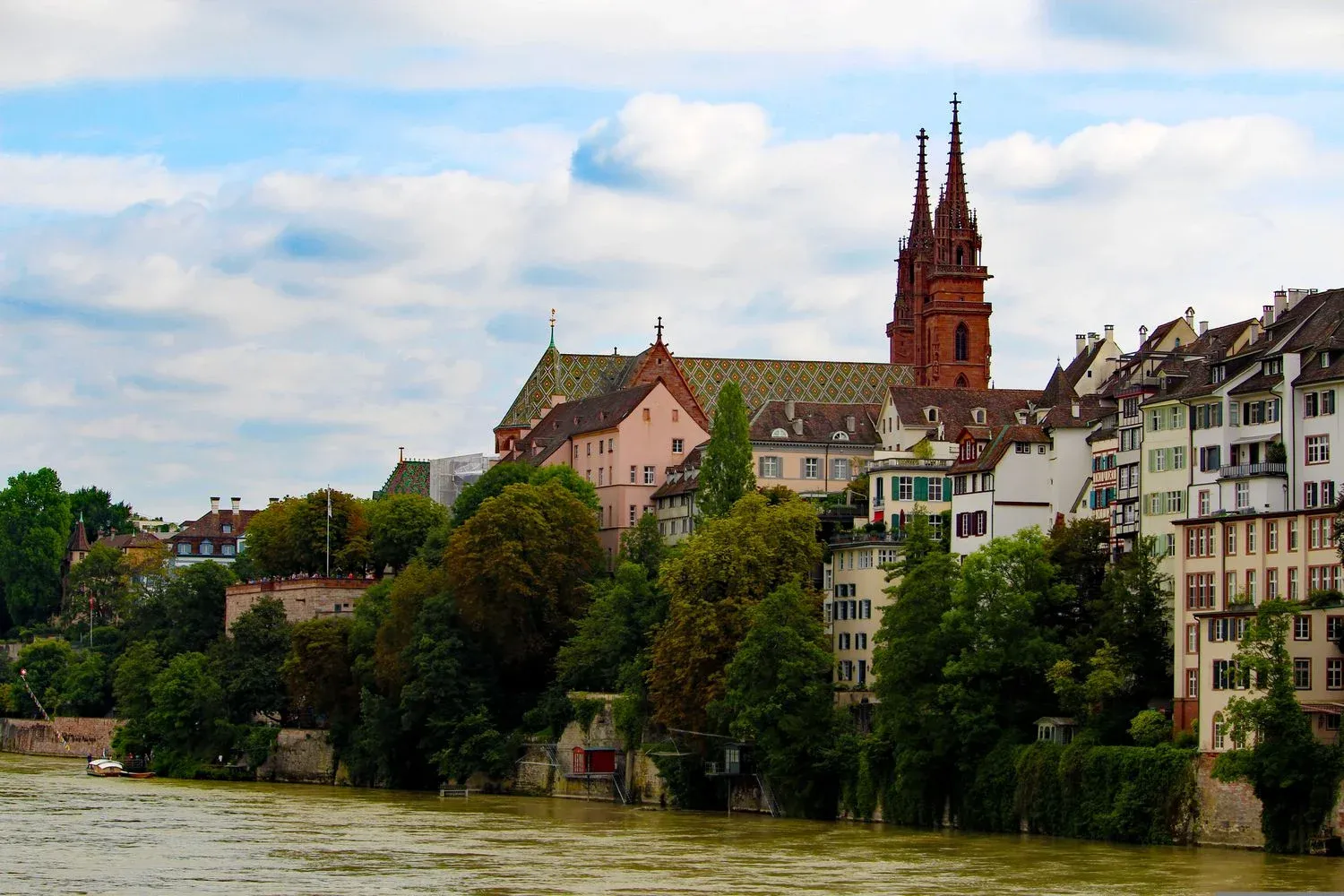 Basel's historic architecture along the Rhine River, Basel, Switzerland