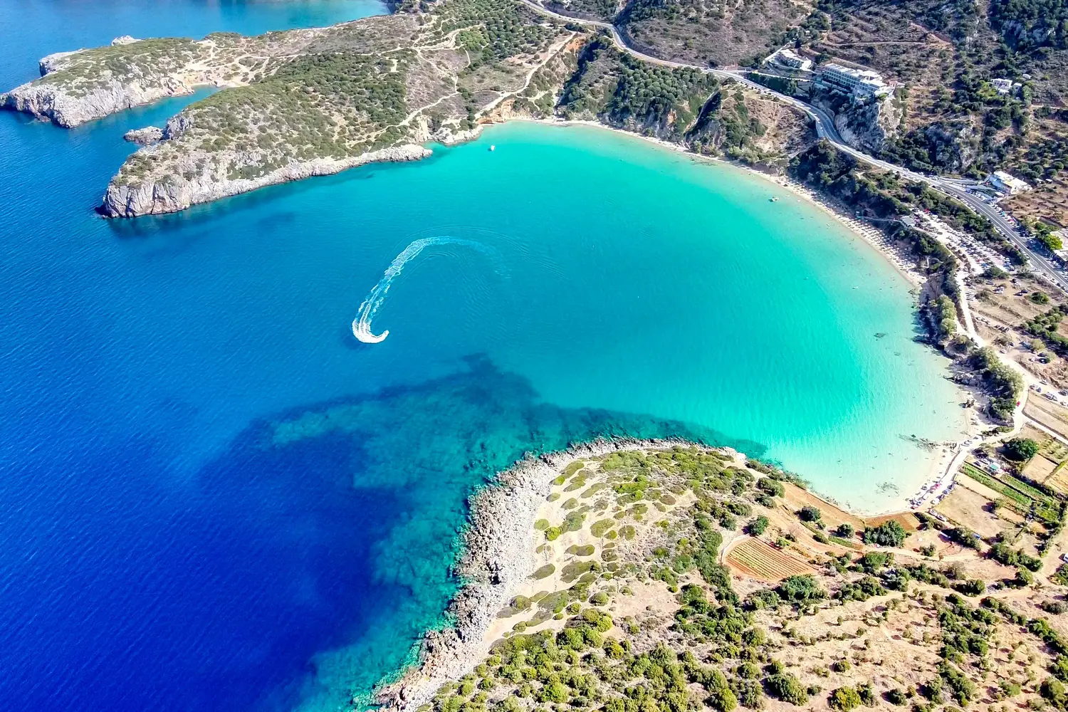 Voulisma Beach located near Istron and Agios Nikolaos on the island of Crete, Greece