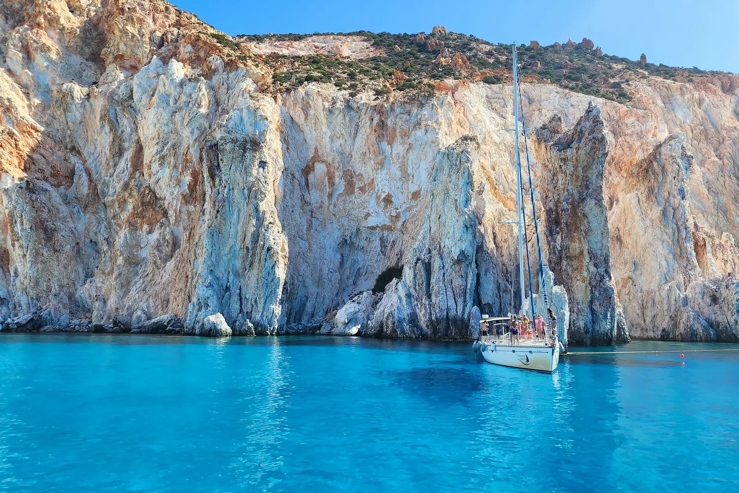 Blue Bay (Galazia Nera) on the uninhabited island of Polyaigos, Greece