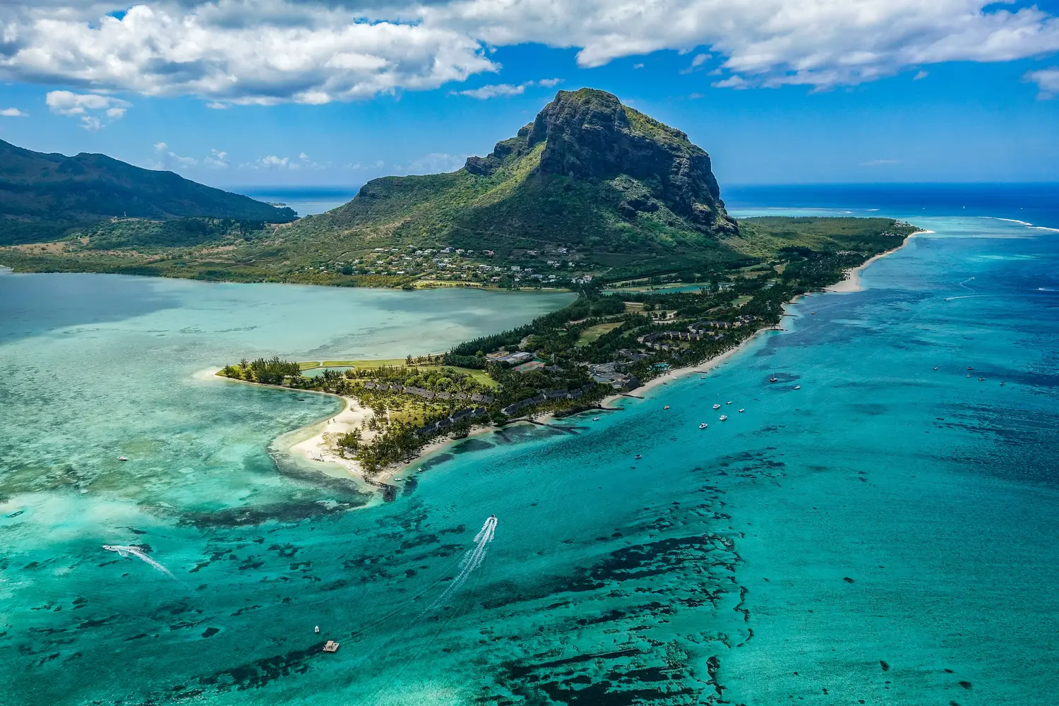 Le Morne Brabant peninsula and mountain in southwestern tip of Mauritius