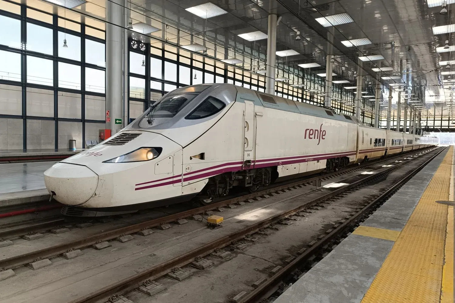 Modern Renfe train at Cádiz station in Andalusia, Spain