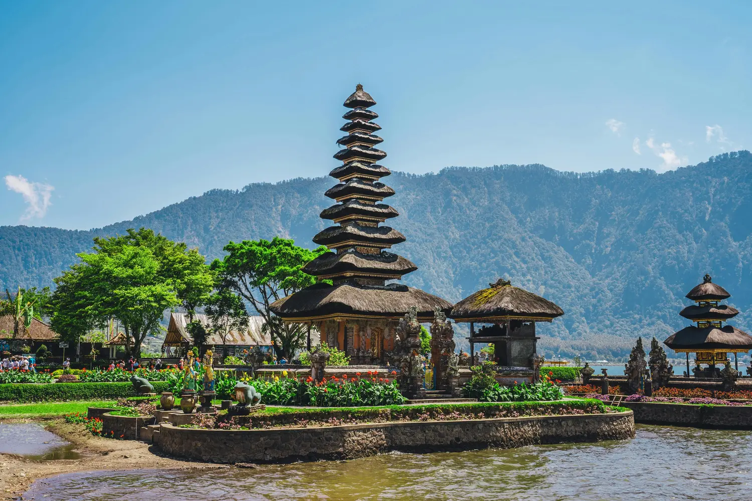 Pura Ulun Danu Beratan located on the shores of Lake Beratan in the highlands of Bedugul, Bali, Indonesia