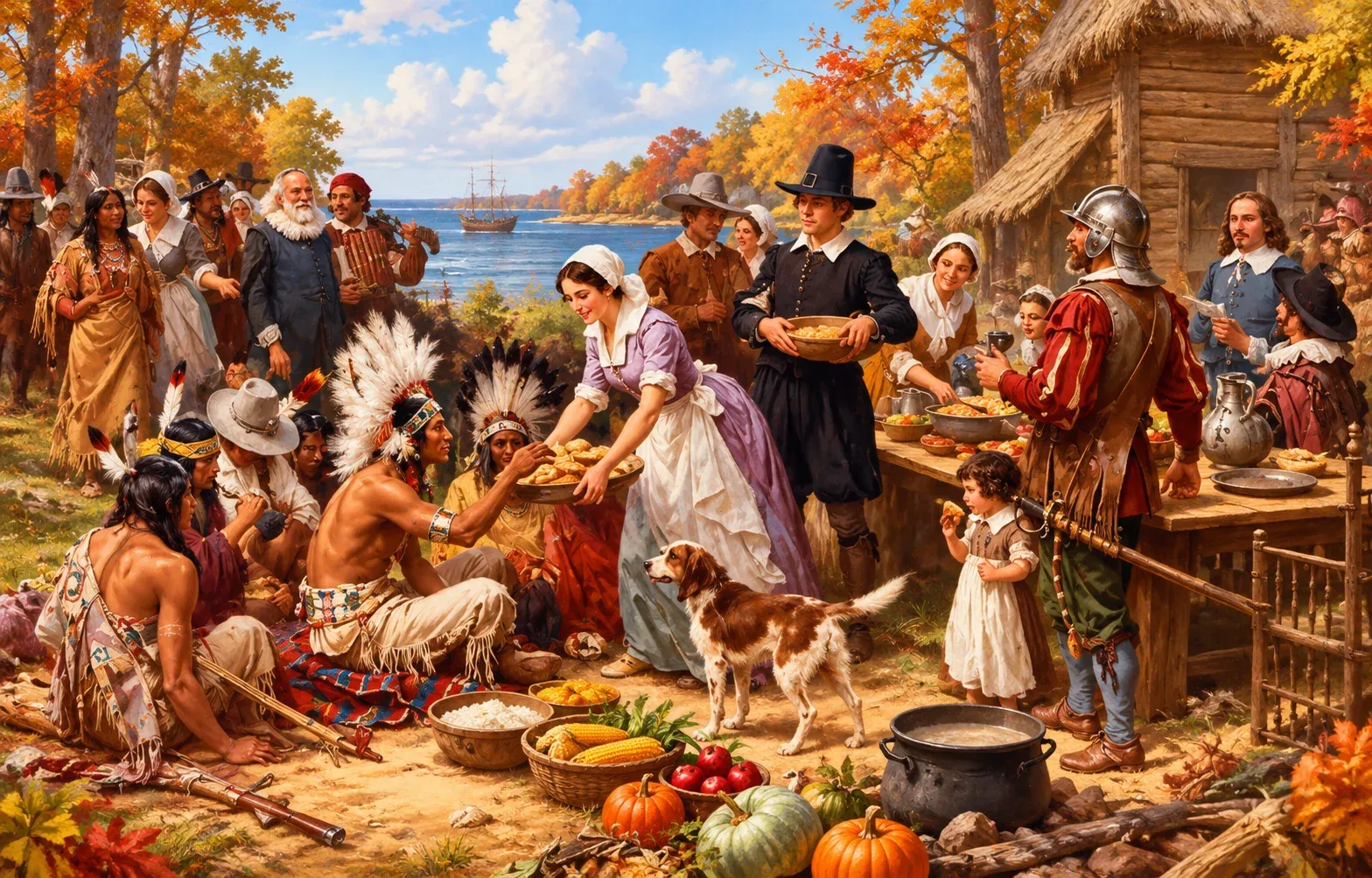 Thanksgiving feast during colonial times