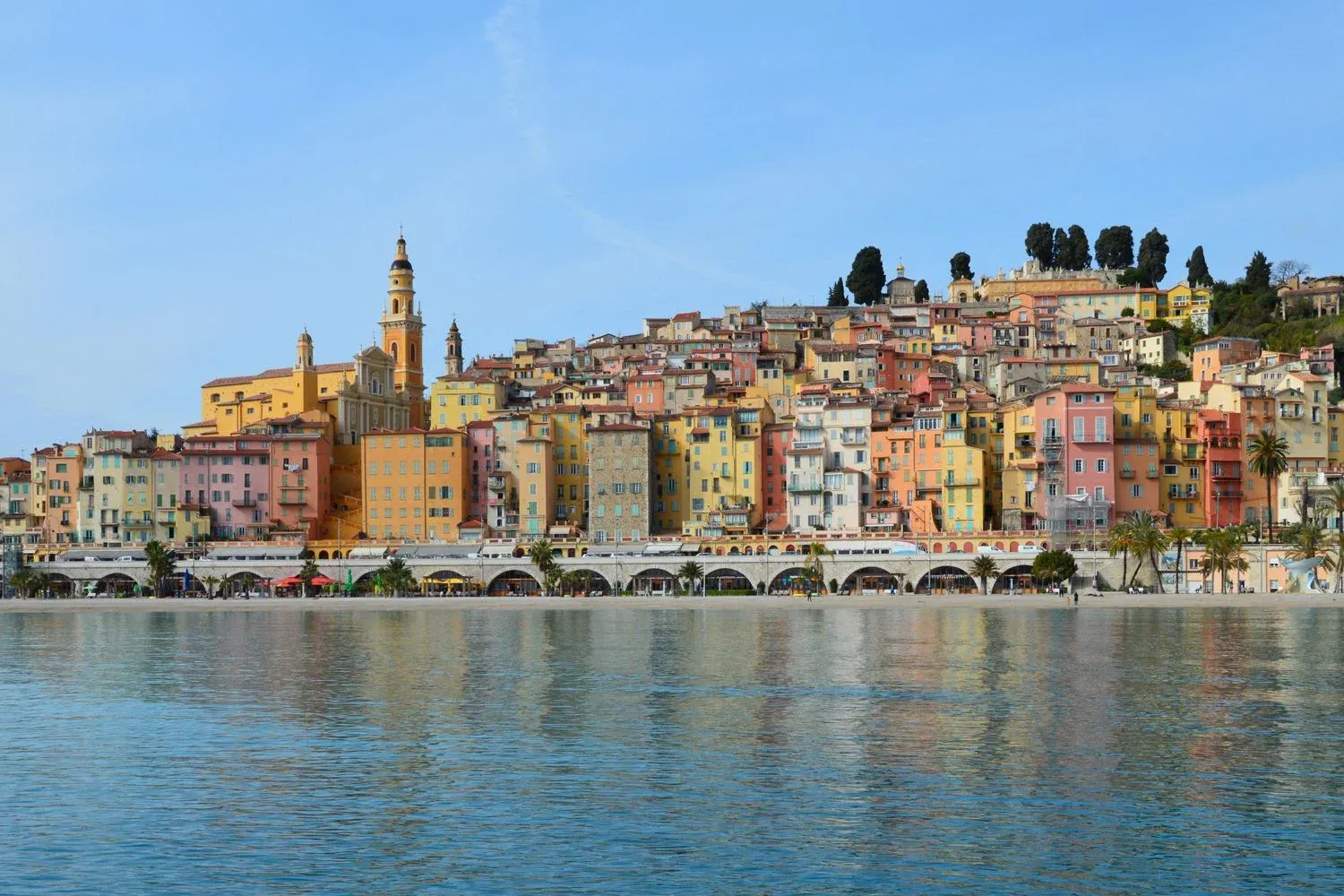 Vibrant townscape of Menton, coast of the French Riviera, Menton, France