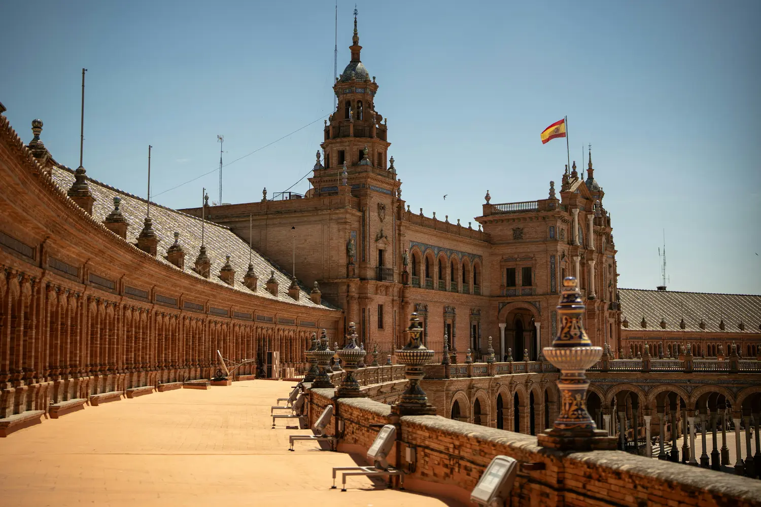 Tower of the Plaza de España in Seville, Spain