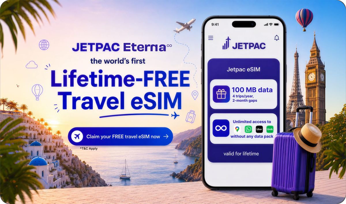 Jetpac Eterna∞: The World’s First Lifetime-Free Travel eSIM
