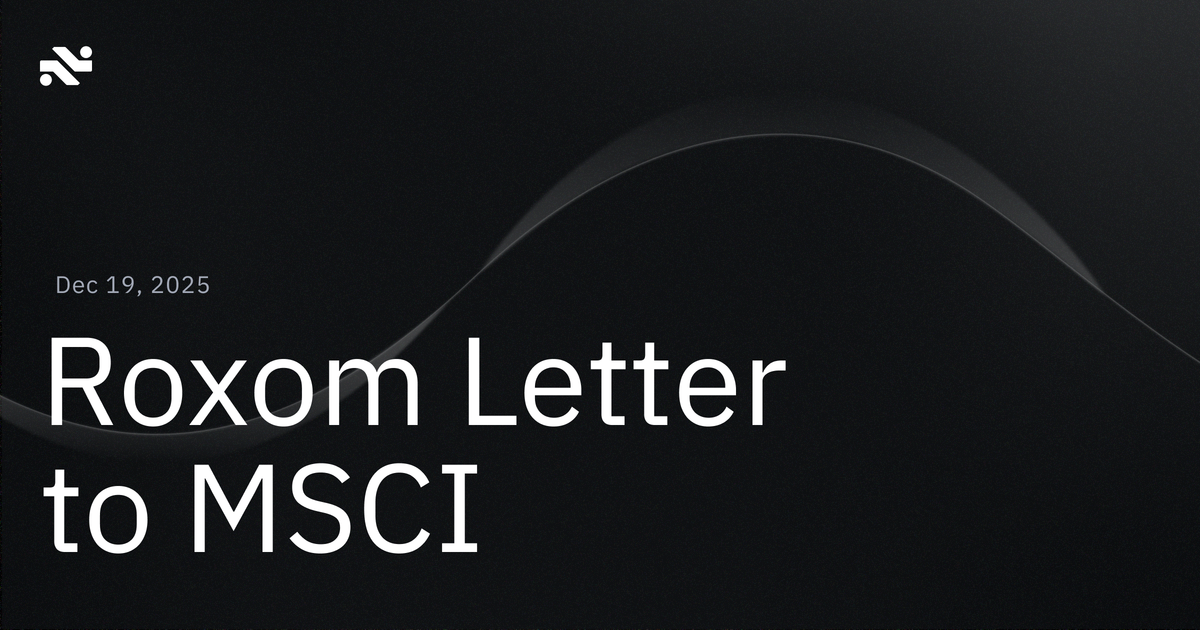 Roxom Letter to MSCI