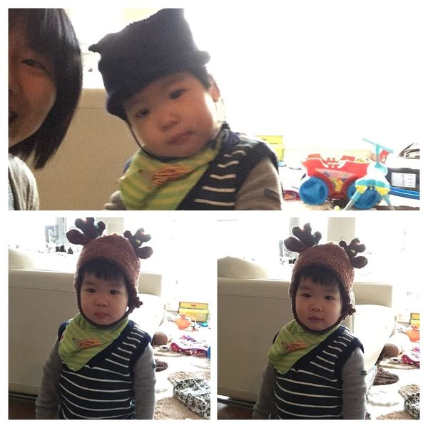 1Y7Ms trying the hats