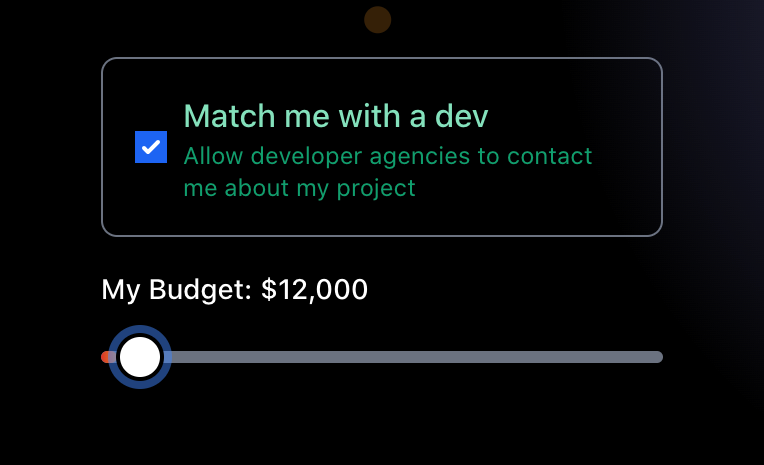 One-click developer agency matching.