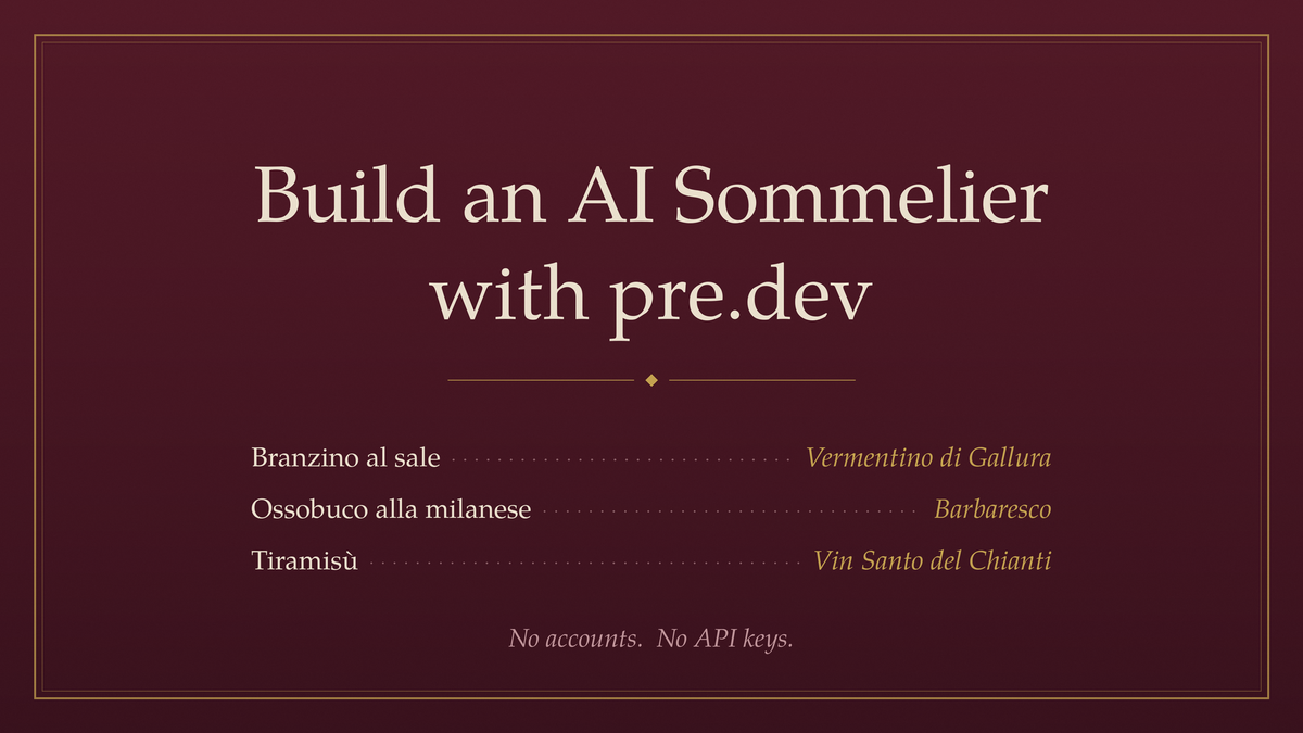 Build an AI Sommelier with pre.dev