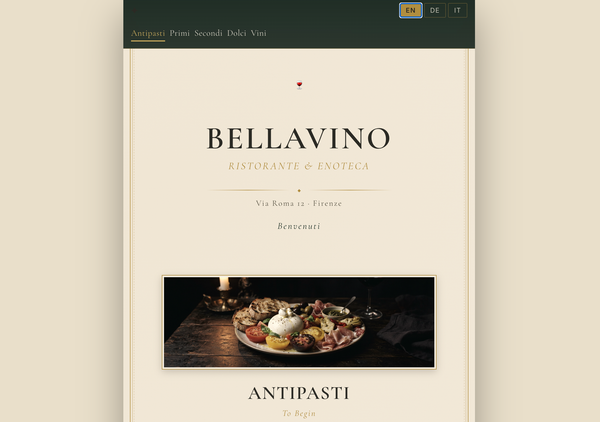 A digital menu built with predev