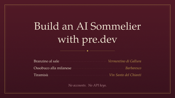 Build an AI Sommelier with pre.dev
