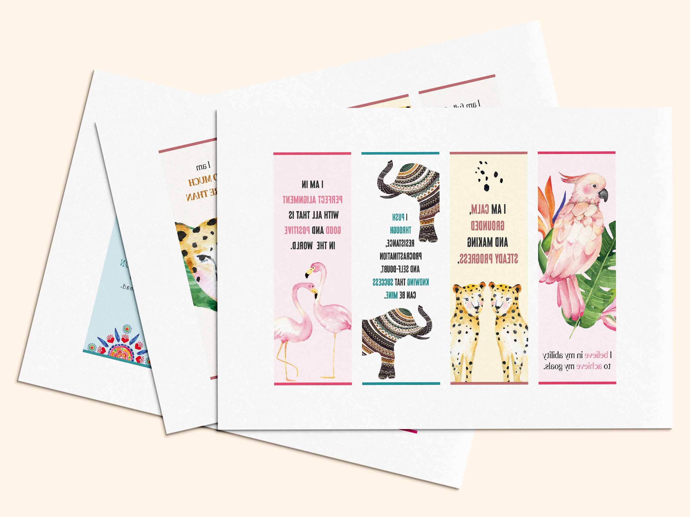 16 positive affirmation bookmarks in PDF format.