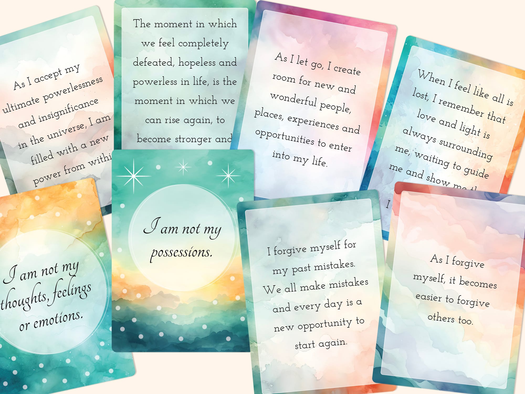 23 printable positive affirmation cards for letting go.
