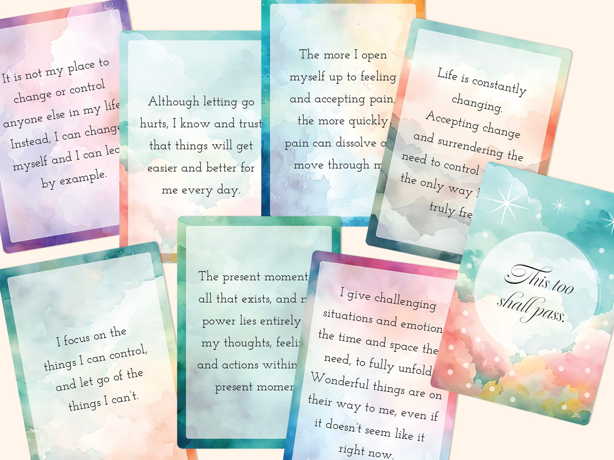 23 printable positive affirmation cards for letting go.