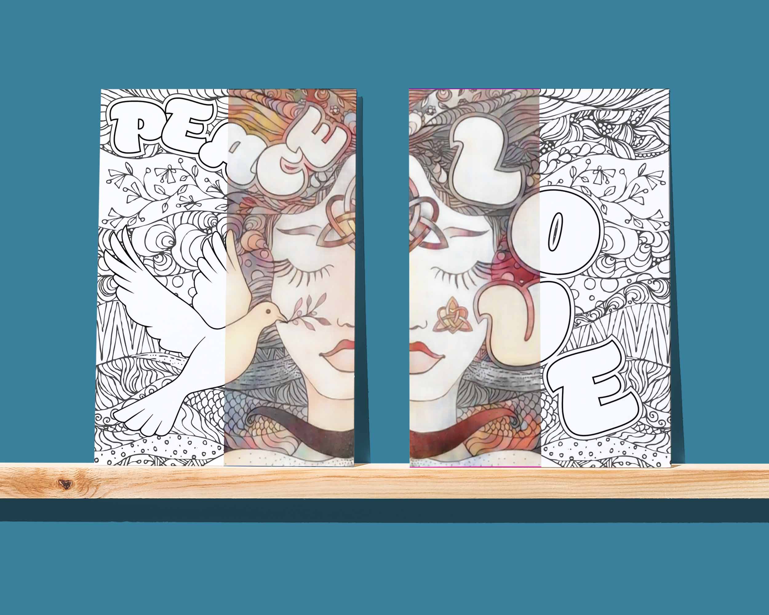 Examples of the pages colored in.