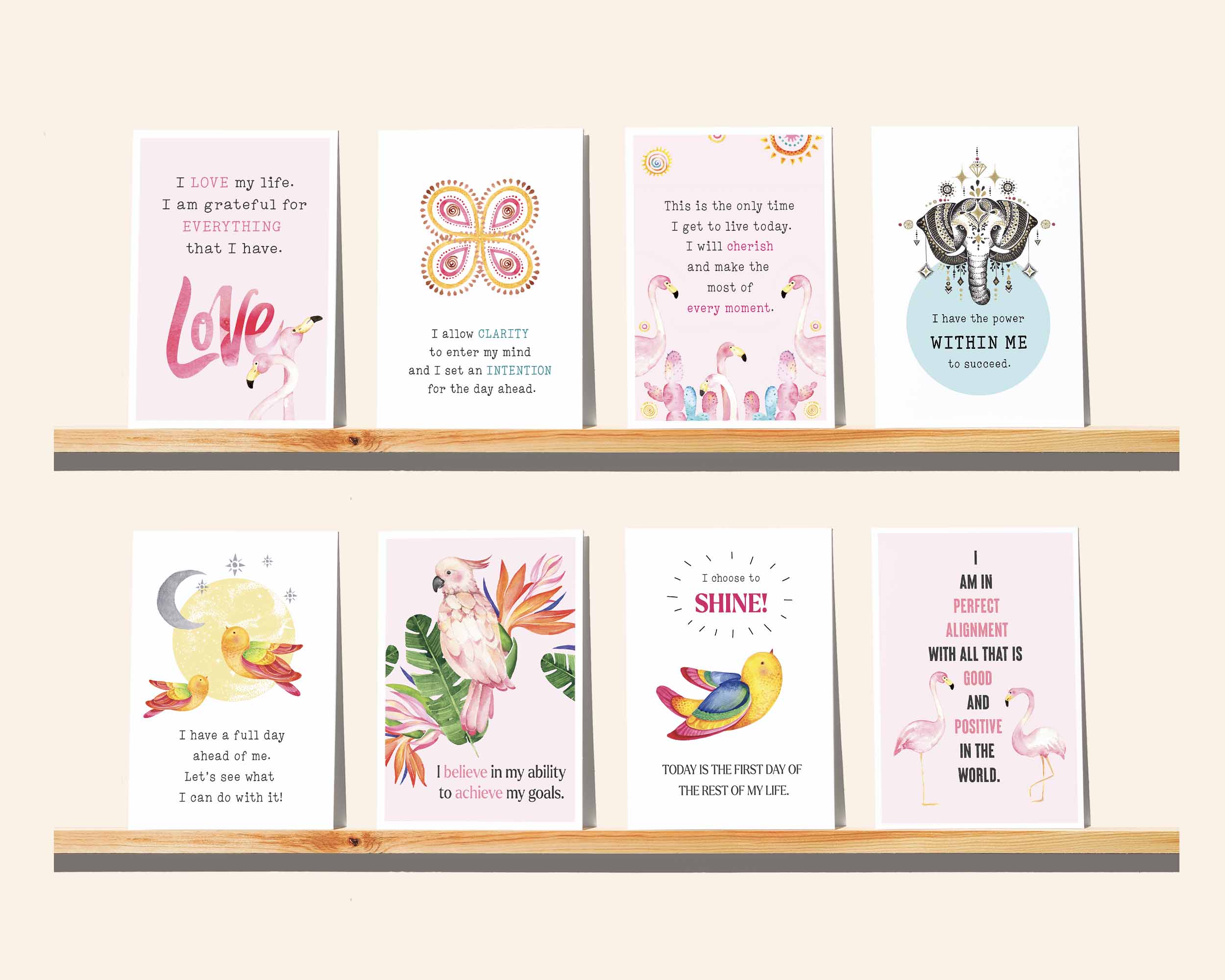 16 printable powerful morning affirmation cards.