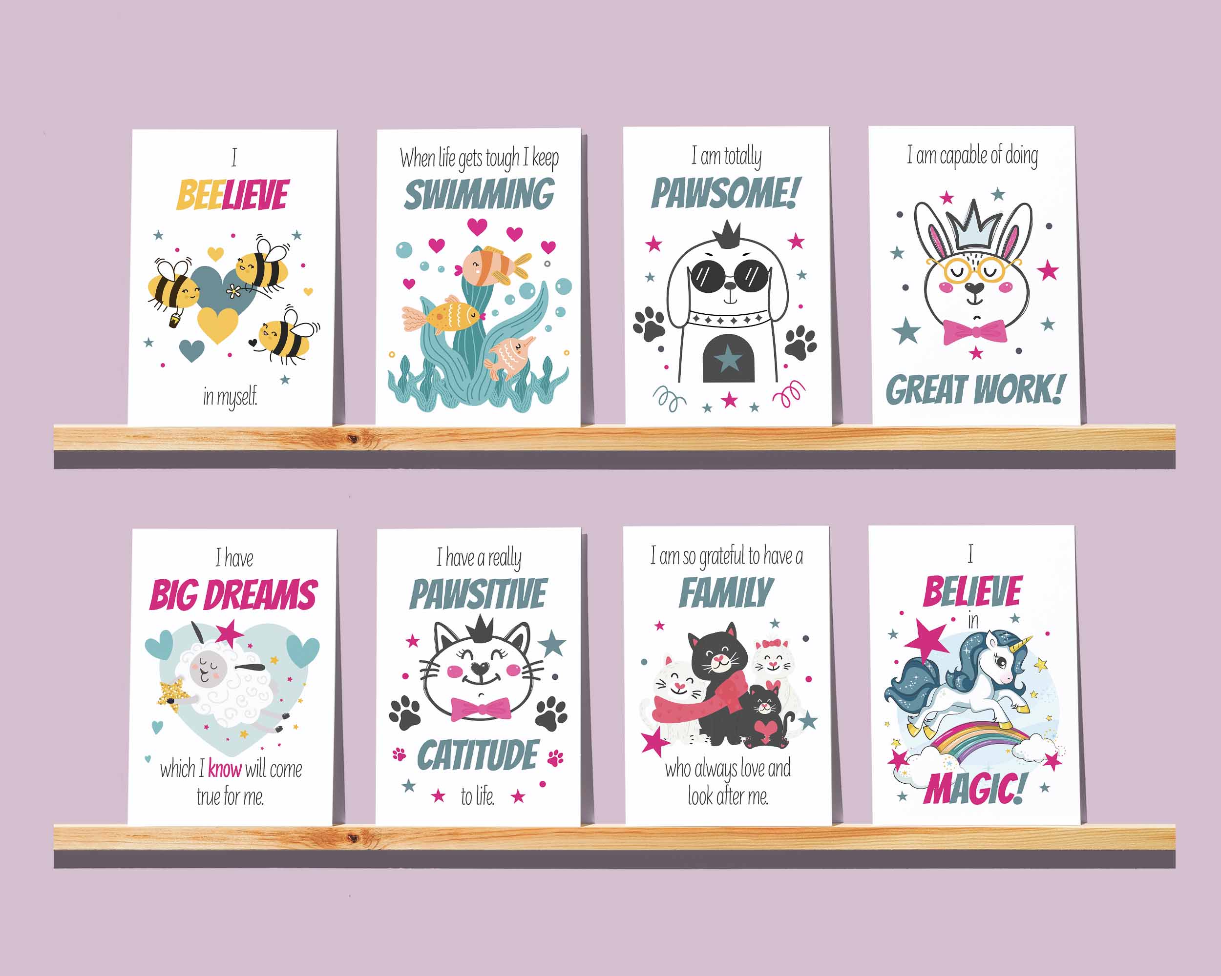 32 kids printable positive affirmation cards / lunch box cards