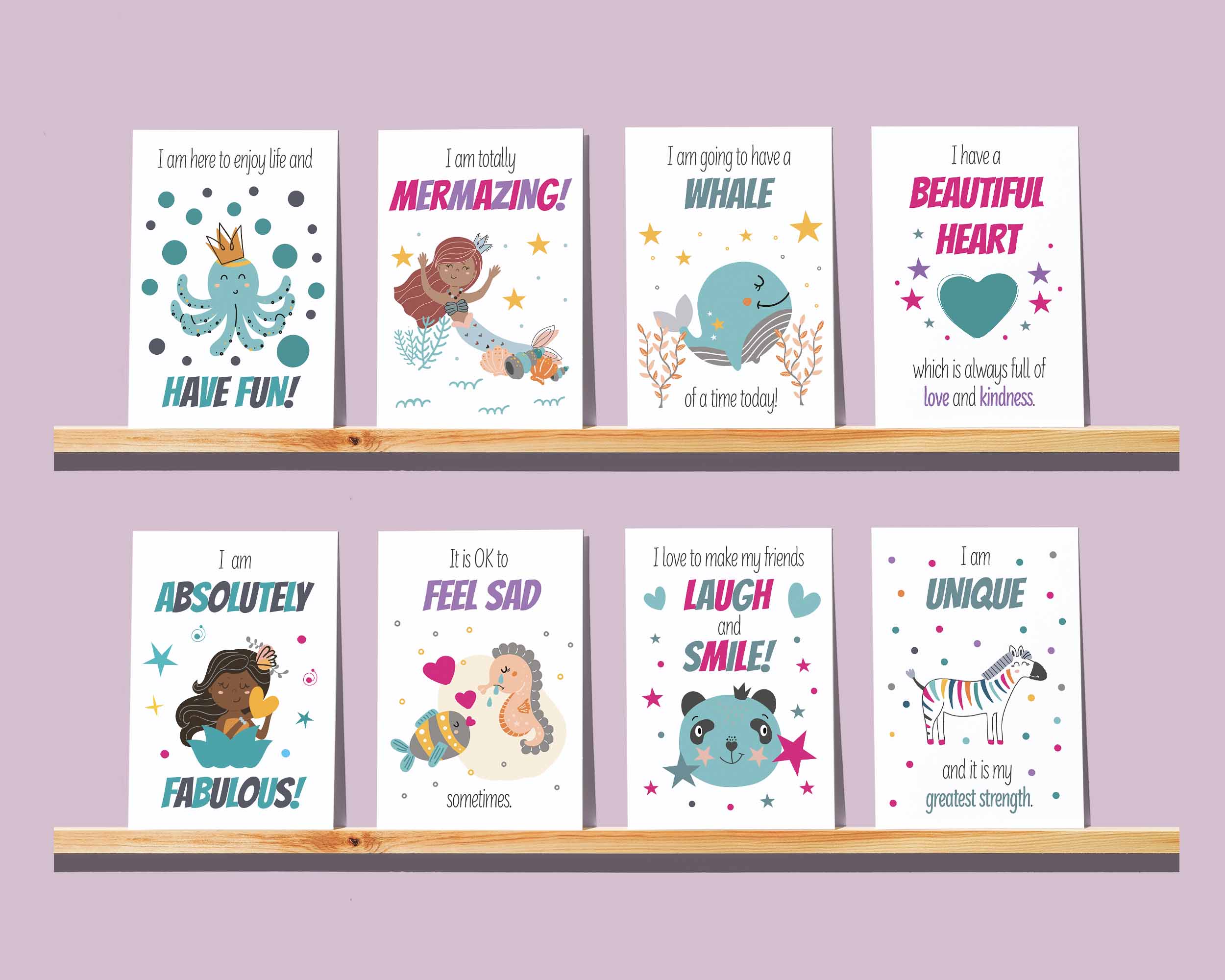 32 kids printable positive affirmation cards / lunch box cards