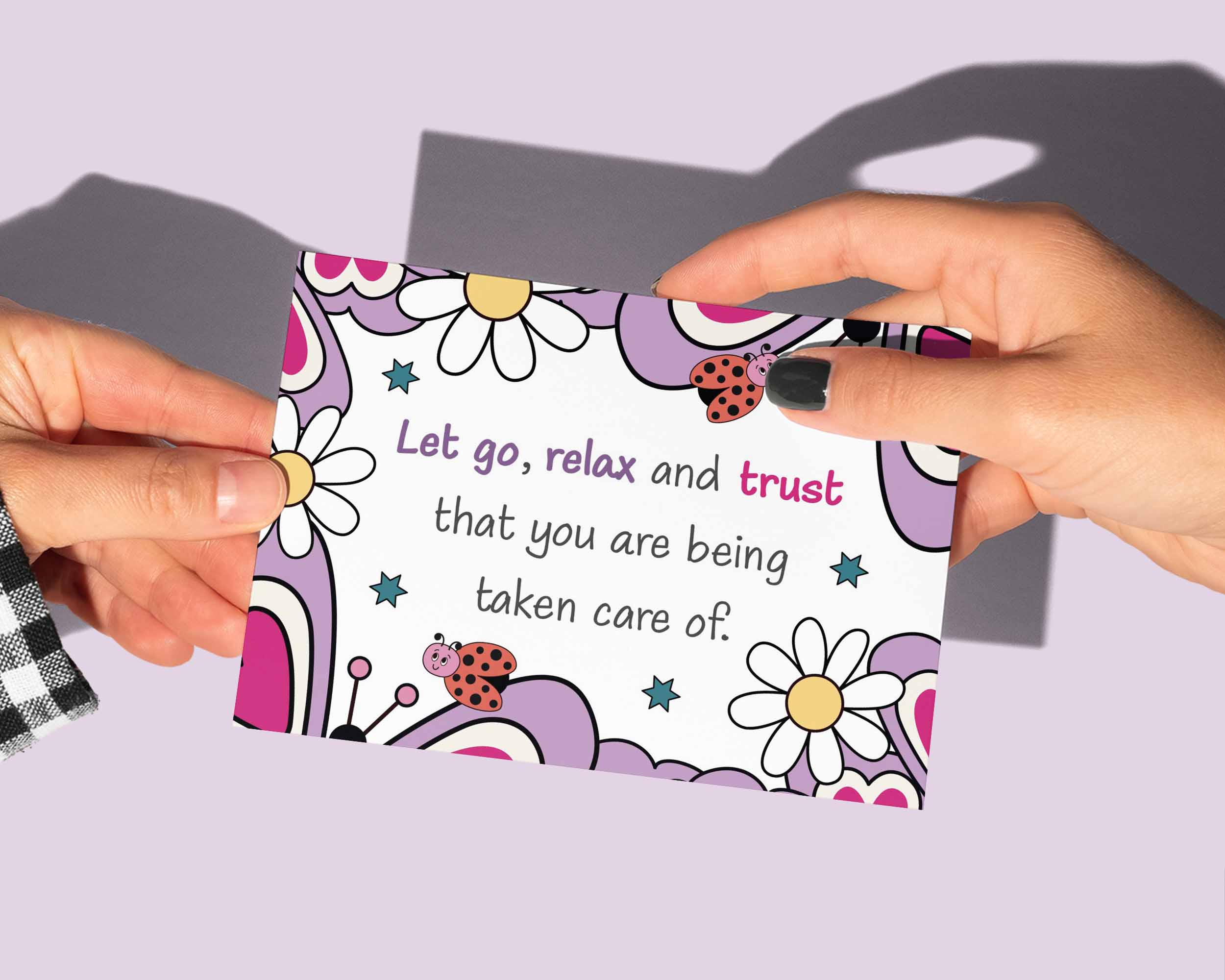 Encouragement notes in bright, bold, fun, flower power style.