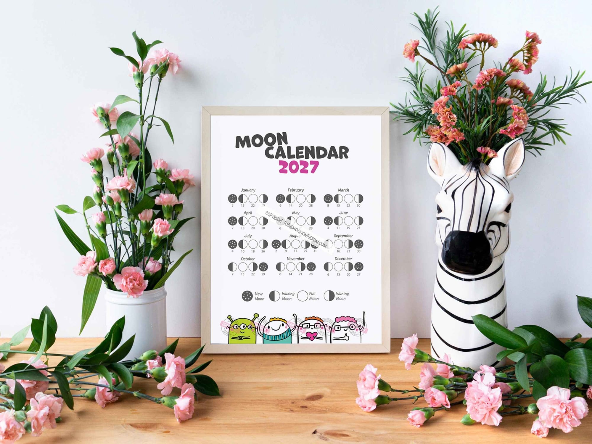Framed example of this 2027 Lunar calendar