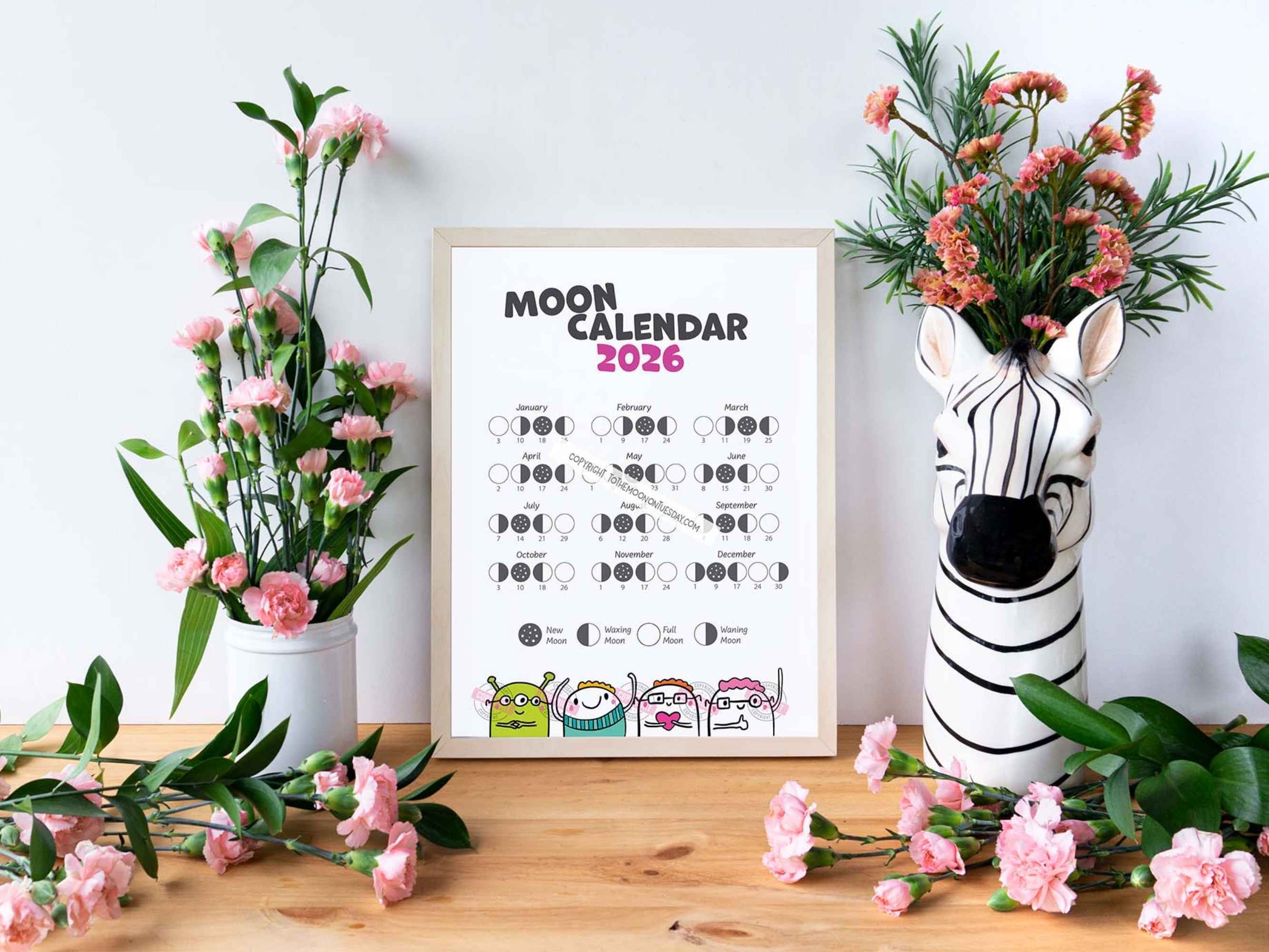 Framed example of this 2026 Lunar calendar