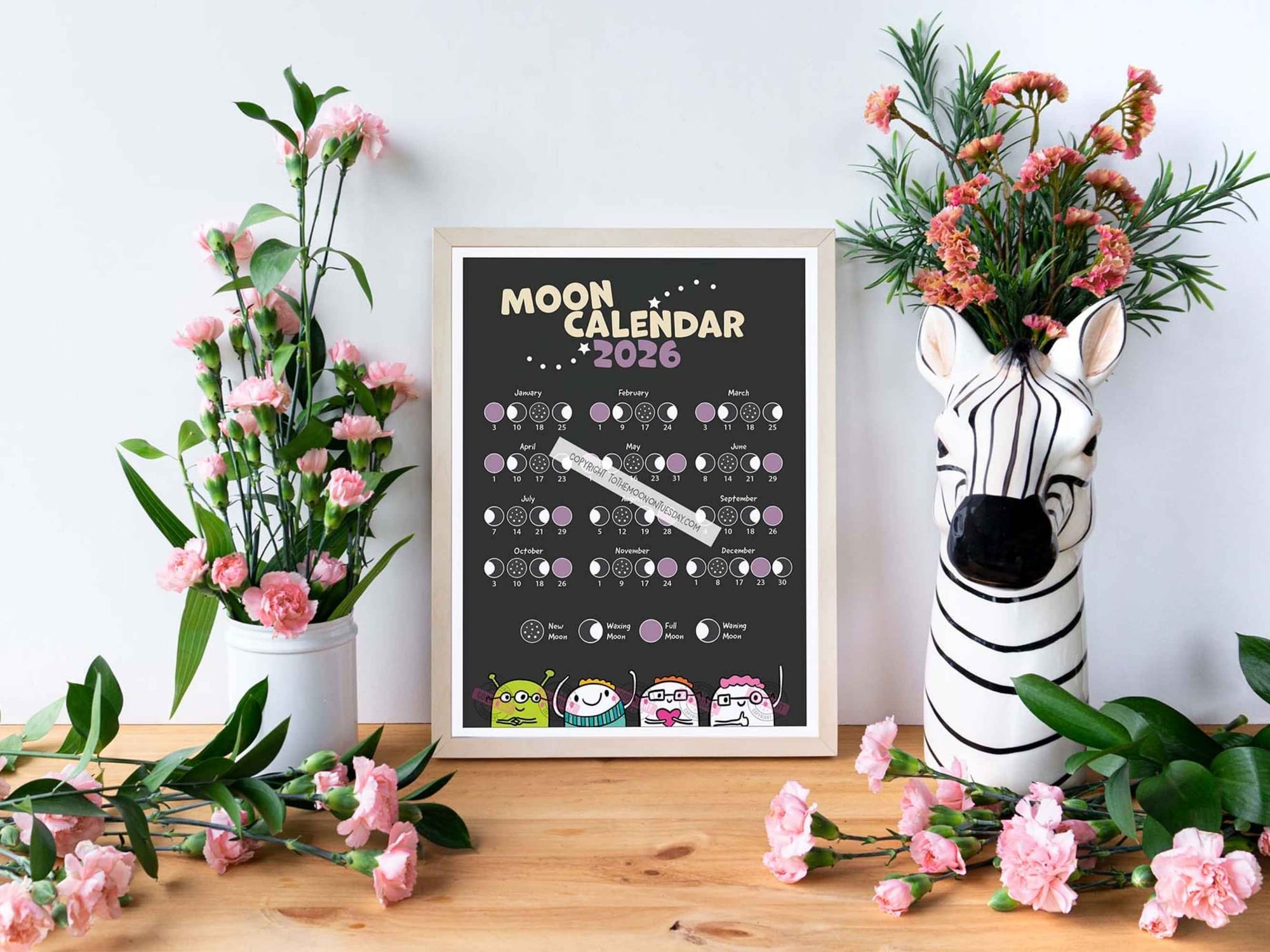 Framed example of this 2026 Lunar calendar