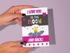 Printable outer space love and friendship card for kids with quote, "I love you to the moon and back!"