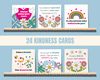 24 kindness note cards with encouraging words and compliments. Fun flower power design. Square layout.