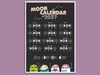 Moon calendar 2027. Printable PDF download. Fun design for kids, featuring lunar men and a friendly alien!