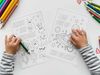 Five outer space coloring pages for kids - printable PDF download.
