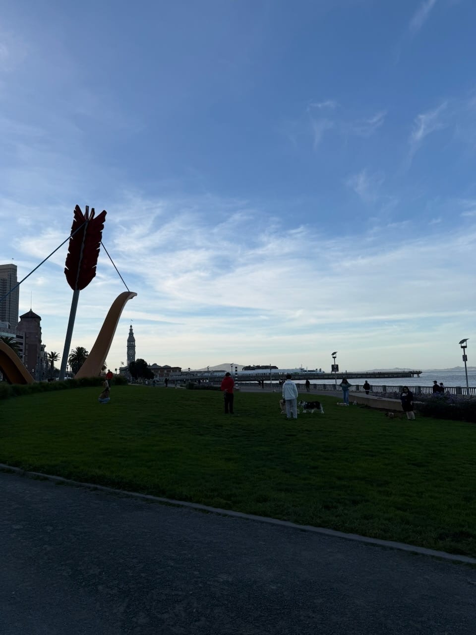 Walking to the venue along the Embarcadero