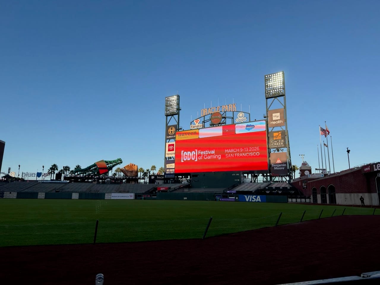 GDC Festival of Gaming on the Oracle Park scoreboard