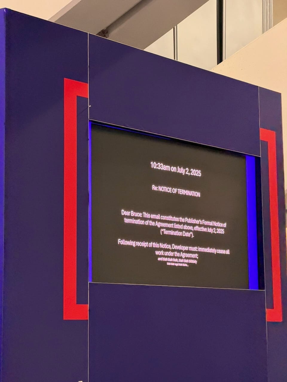 Re: NOTICE OF TERMINATION — 10:33am, July 2, 2025