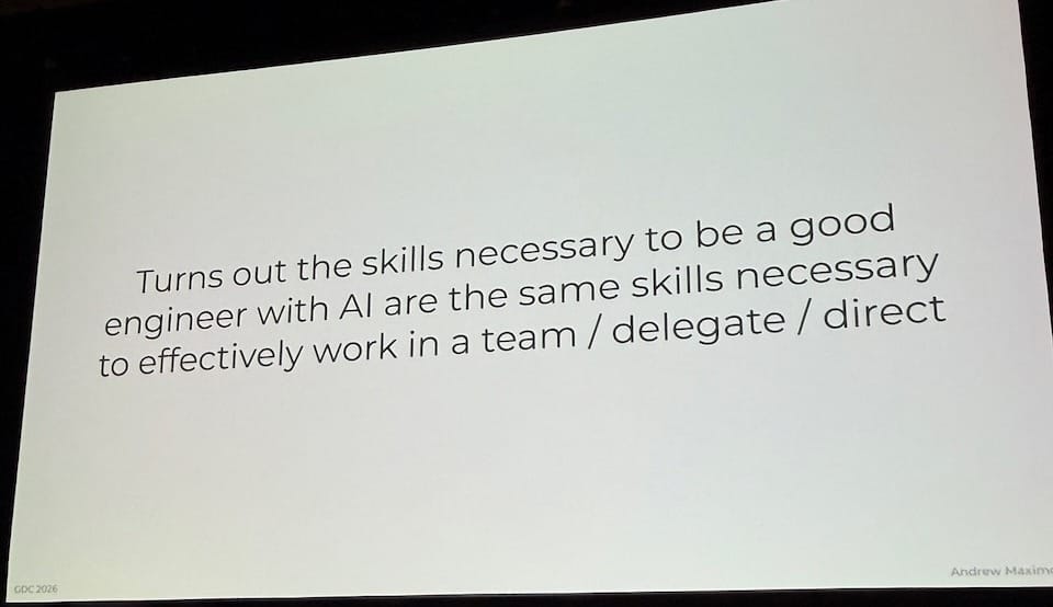 Turns out the skills necessary to be a good engineer with AI are the same skills necessary to effectively work in a team / delegate / direct