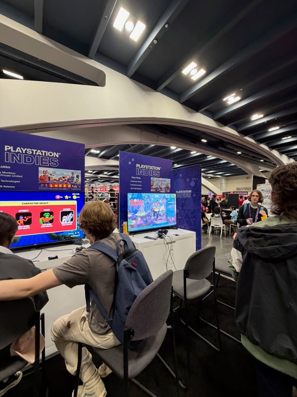 PlayStation Indies — one of the few places to play games on the floor