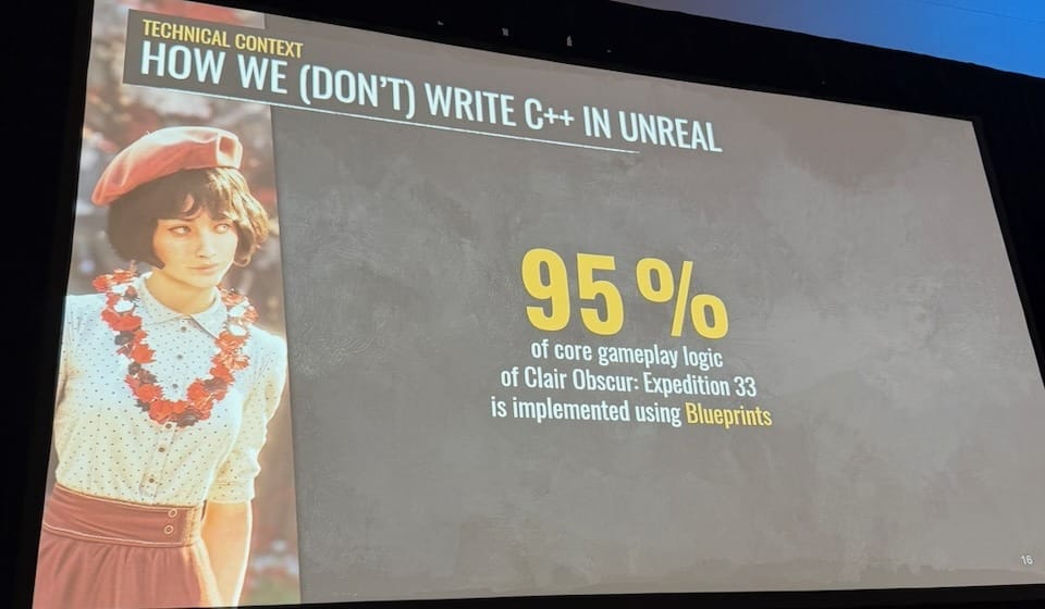 95% of core gameplay logic is implemented using Blueprints