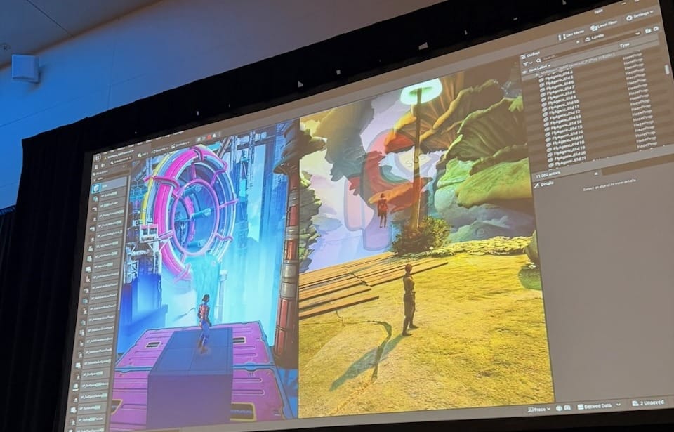 Unreal editor showing both worlds side by side during development