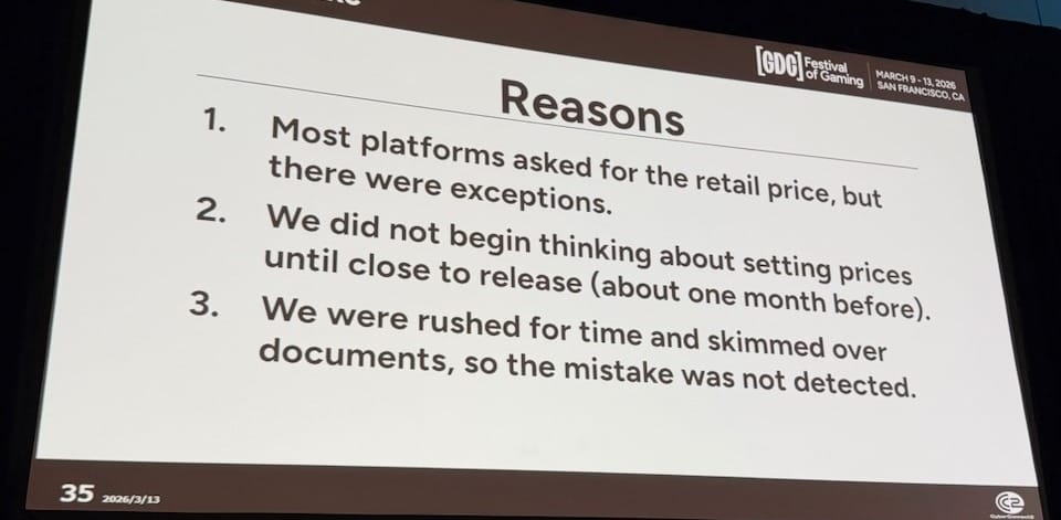 Pricing mistake: we did not begin thinking about price setting until one month before release