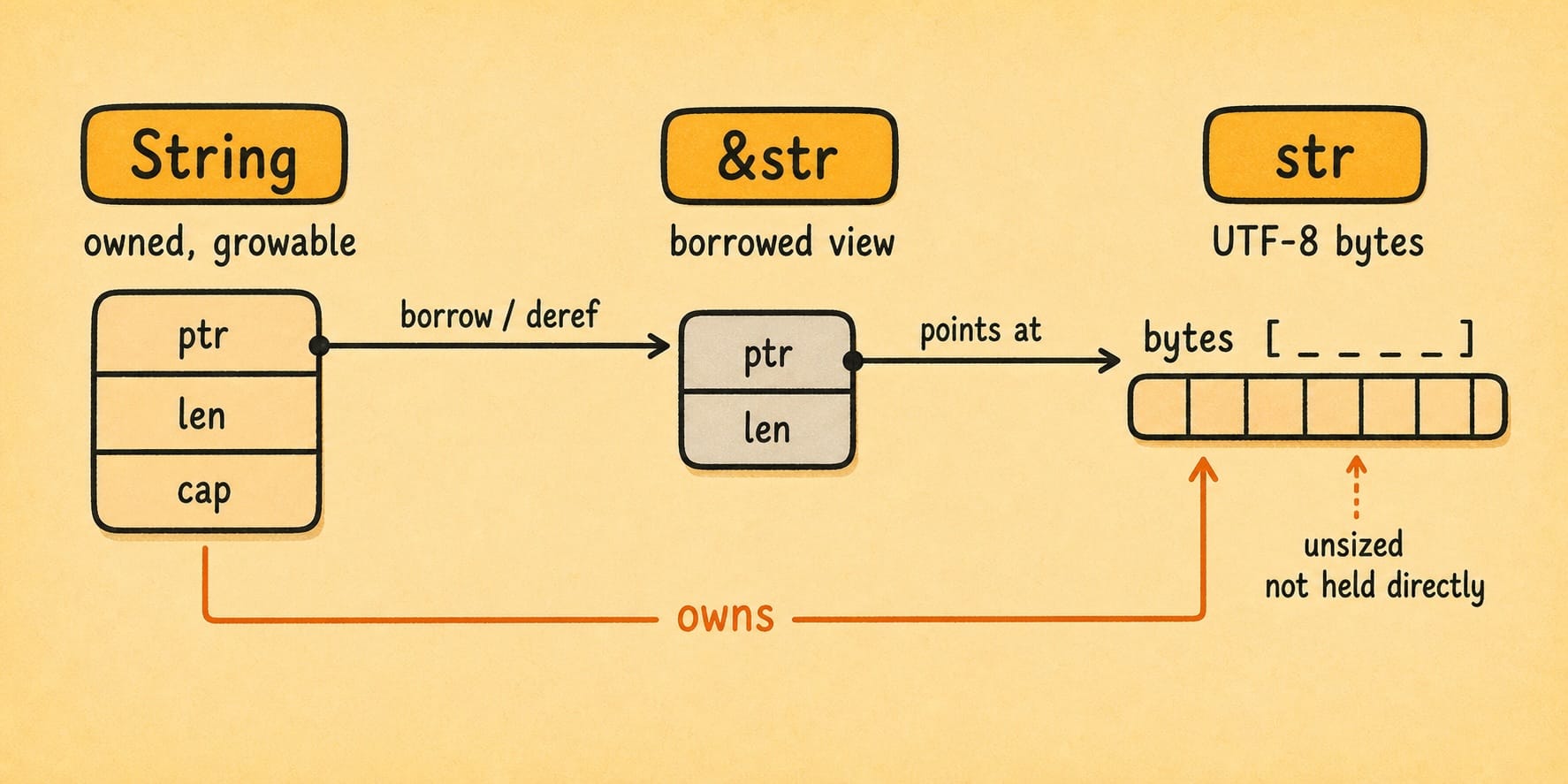 Relationship of String, &str, and str