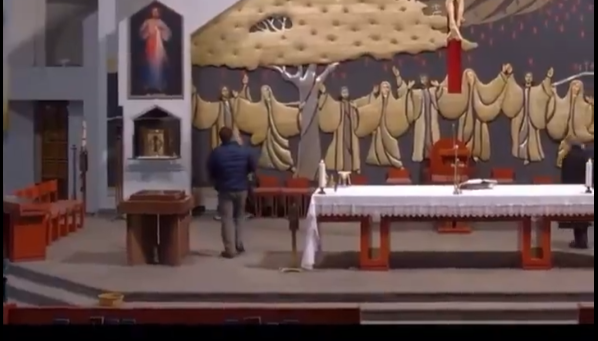 Harrowing Footage: Armed Attacker Rushes at Priest Mid-Service