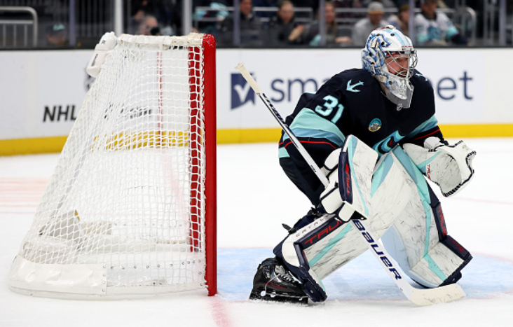 Philipp Grubauer Saves Kraken in Relief, Backstops 4-1 Win vs. Sharks