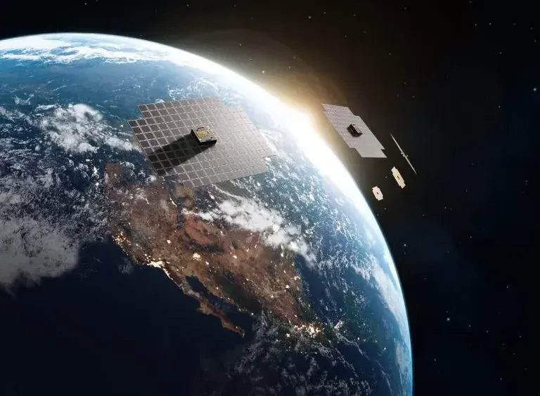 Bluebird Satellite Concept Art over Earth