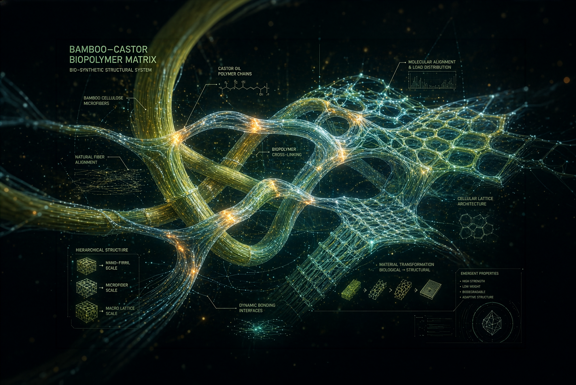 Bamboo-Castor Oil Biopolymer Matrix - Theoretical Metamaterial Concept Art
