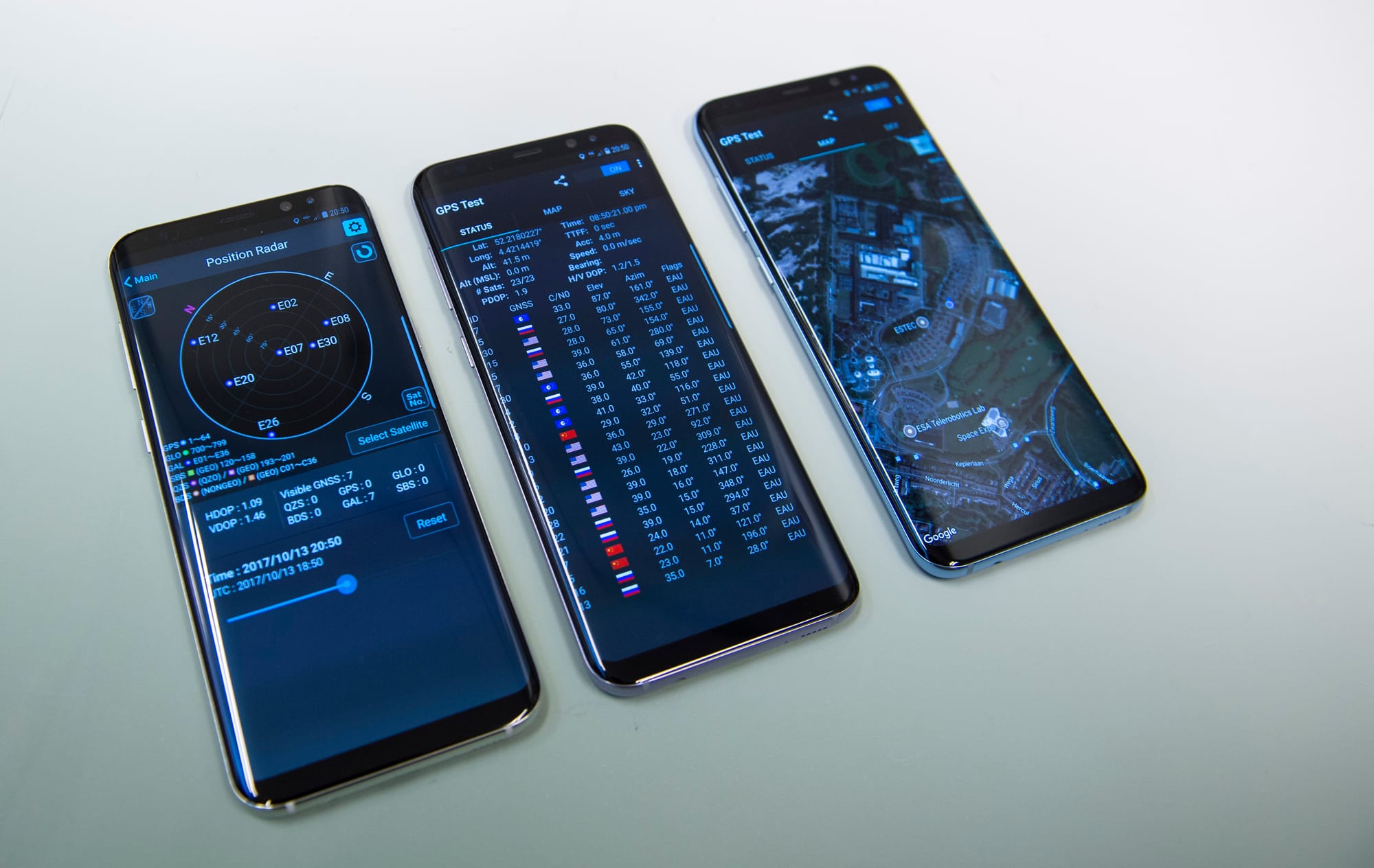 Smartphones receiving Galileo and other GNSS signals
