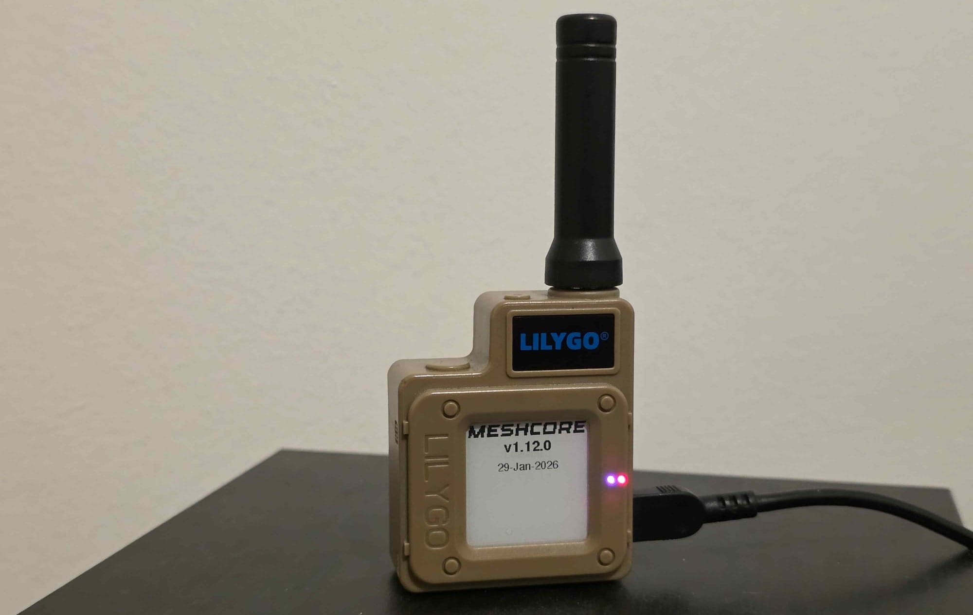 Lilygo T-Echo LoRa Mesh Device Running Meshcore v1.12.0