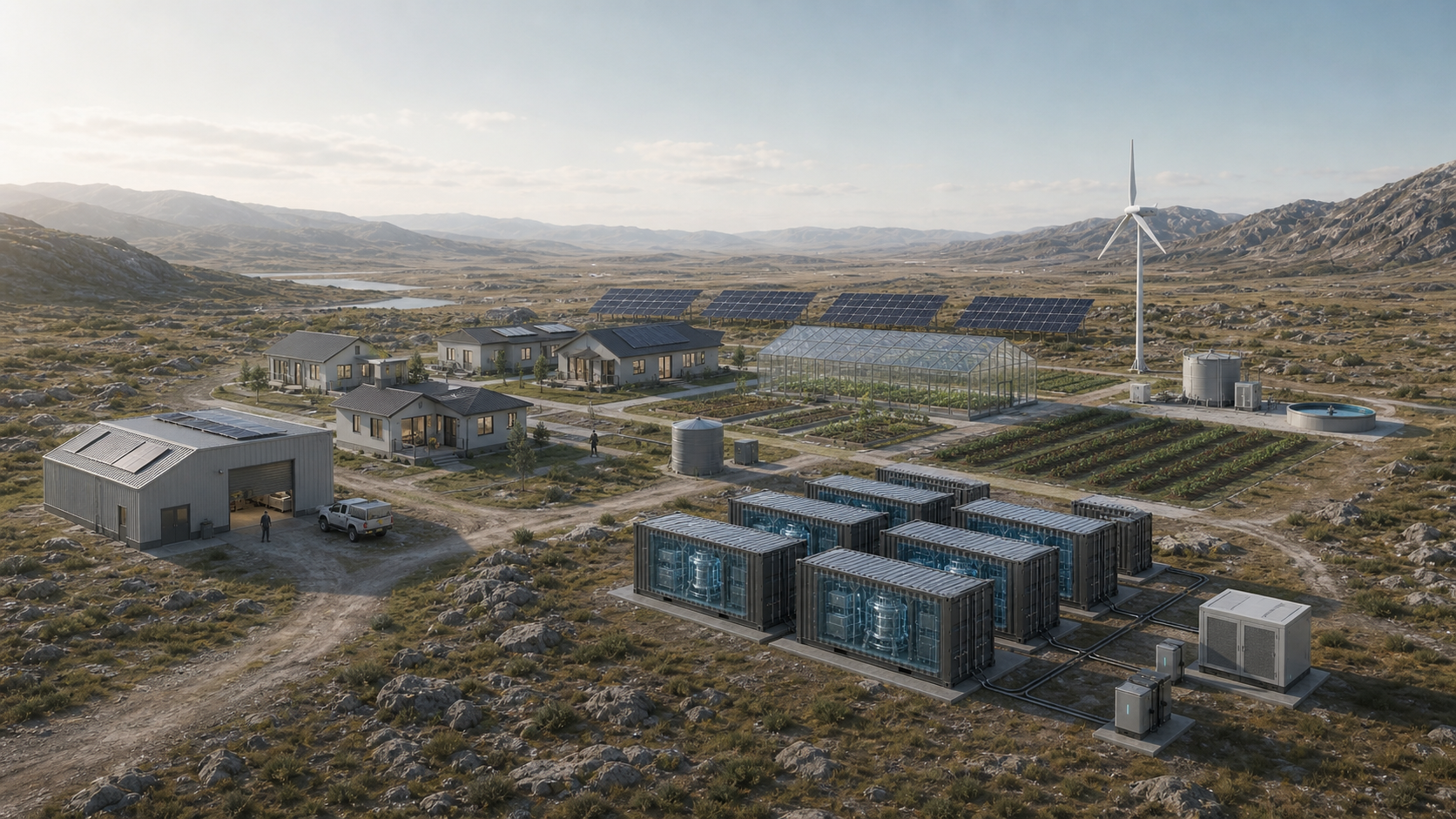 Concept Art of a Microfusion Array, Off-Grid Settlement