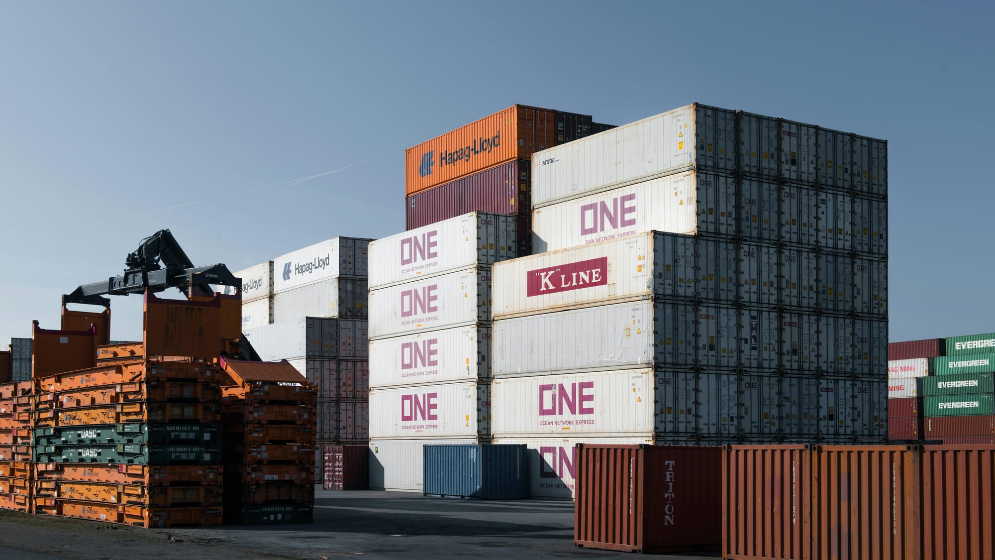 Shipping Containers Stacked at a Port