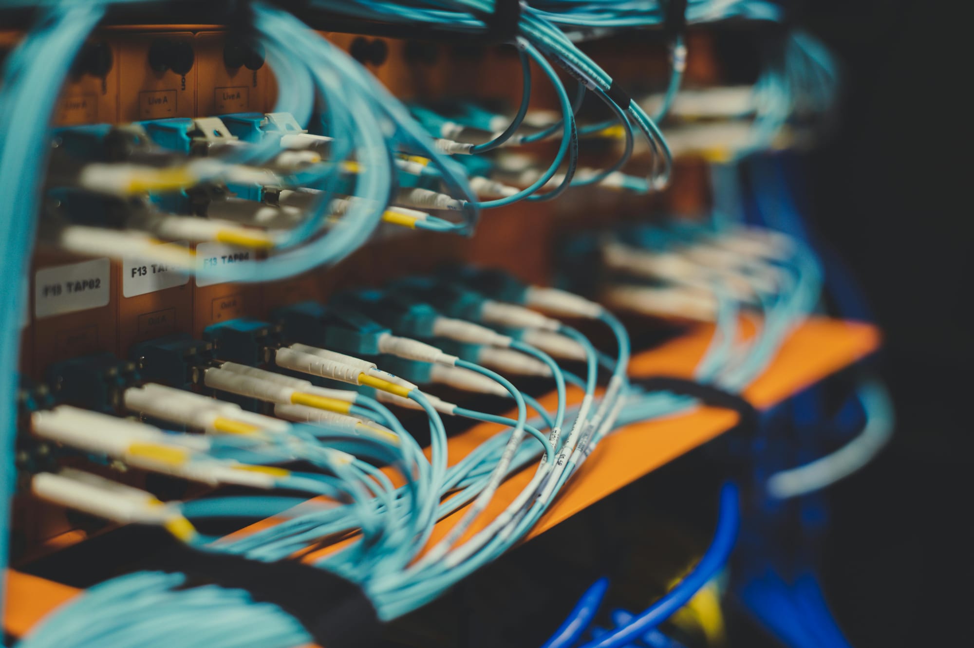 A server rack in a modern data center