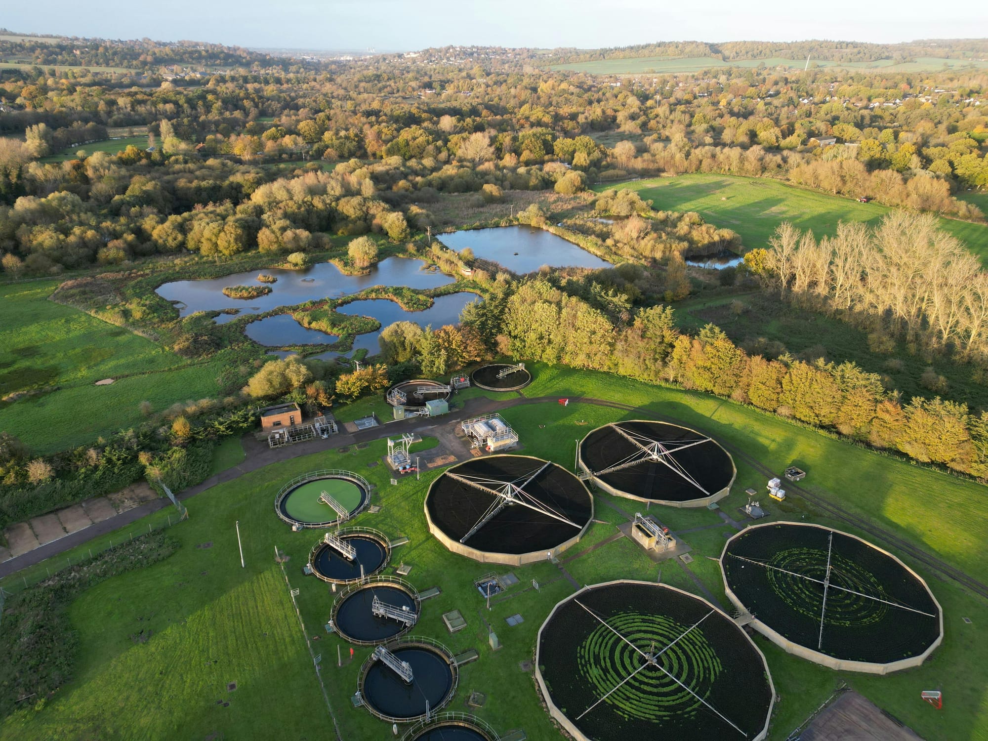 Rural water treatment plant surrounded by nature